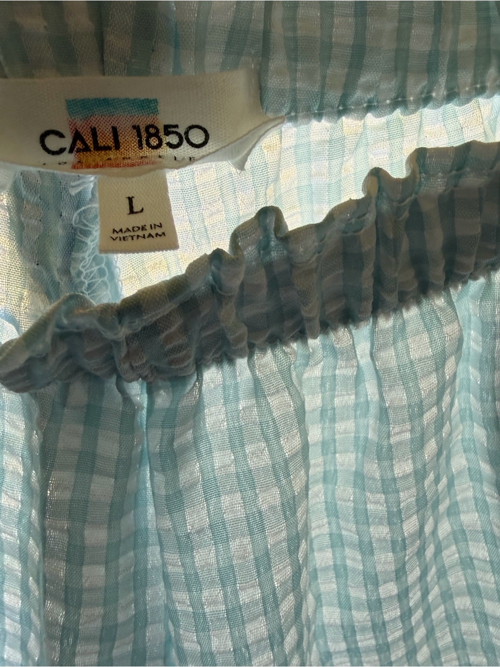 Light Blue Gingham Woman’s Pants With Bows These Pictures Do Not Do These Justic - Picture 4 of 5